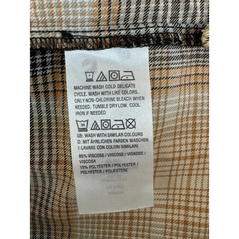 Me by Jennie Garth Drapey Flannel Blouse Womens Medium Brown Black Plaid A664756